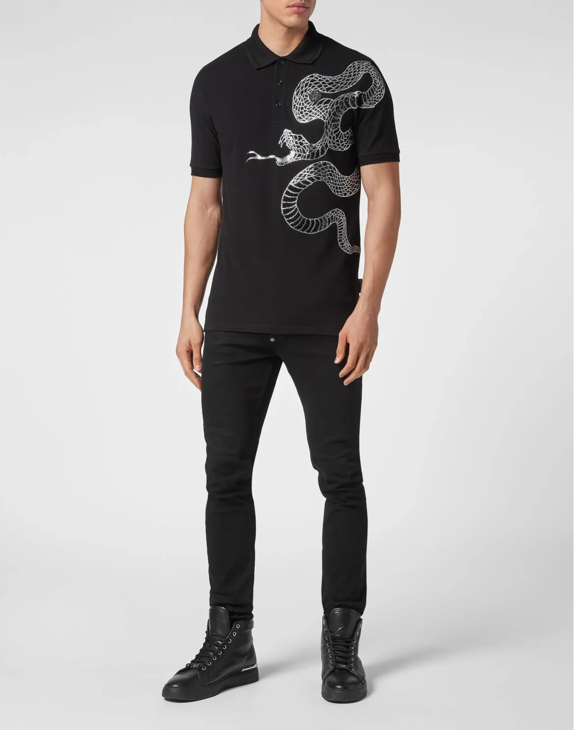 Slim Fit Polo shirt SS Snake, цвет: Черный
