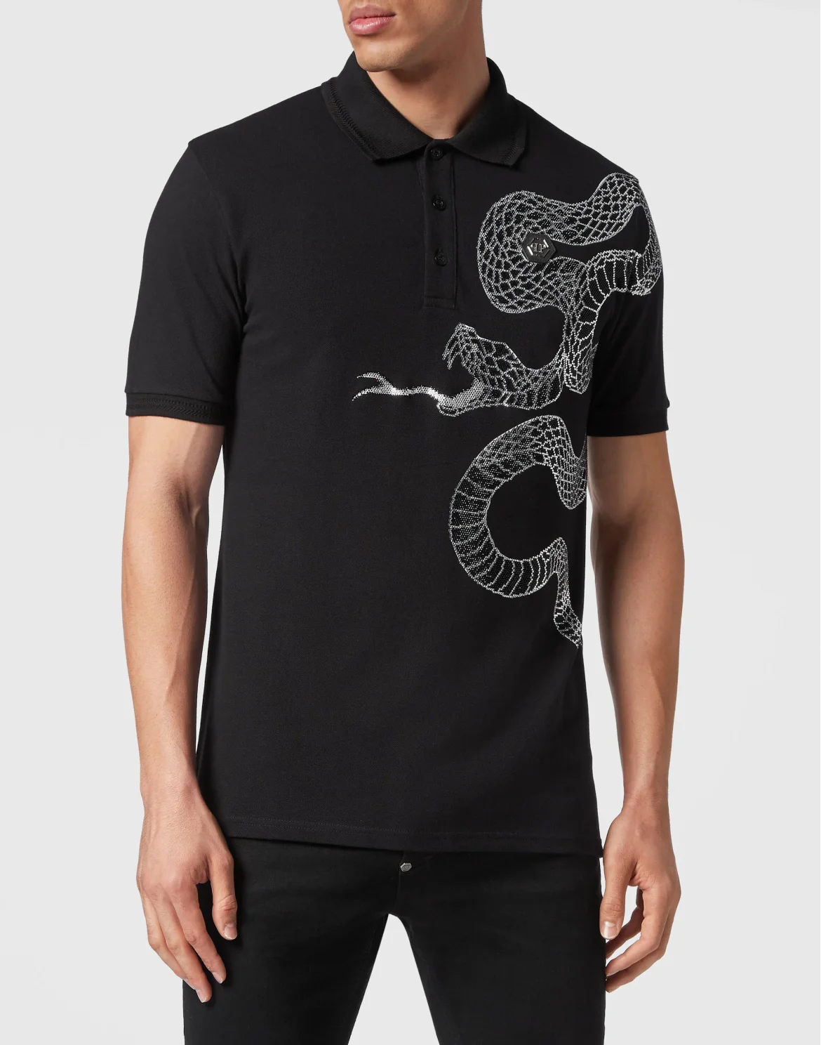 Slim Fit Polo shirt SS Snake, цвет: Черный