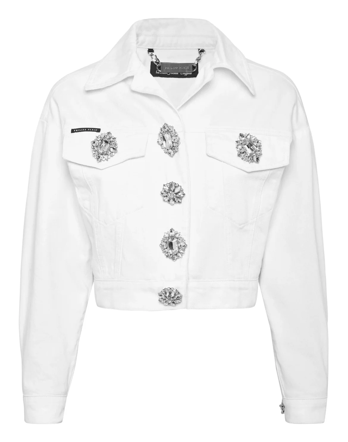 Denim Cropped Loose Fit Jacket Stones, цвет: Белый