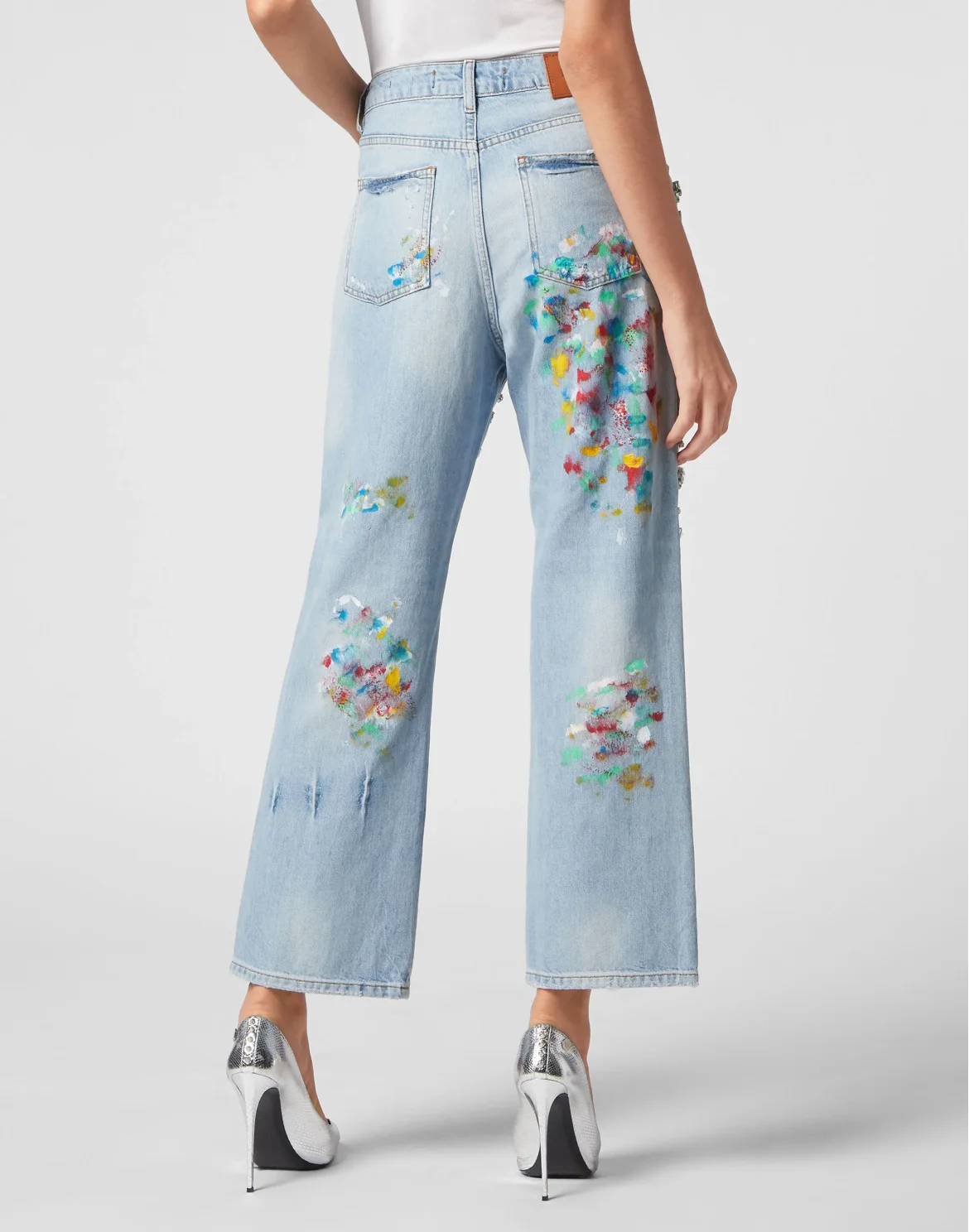 Denim Trousers High Rise Fit Crystal, цвет: Синий
