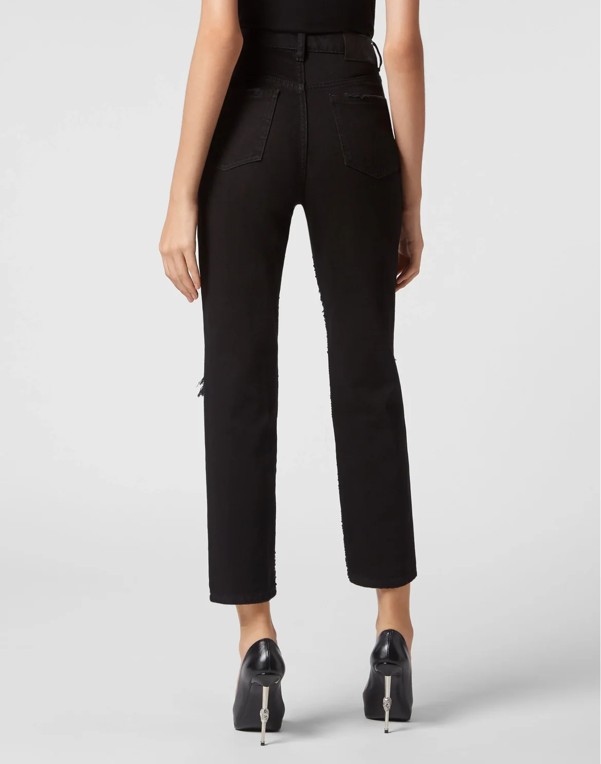 Denim Trousers Boyfriend Paillettes, цвет: Черный