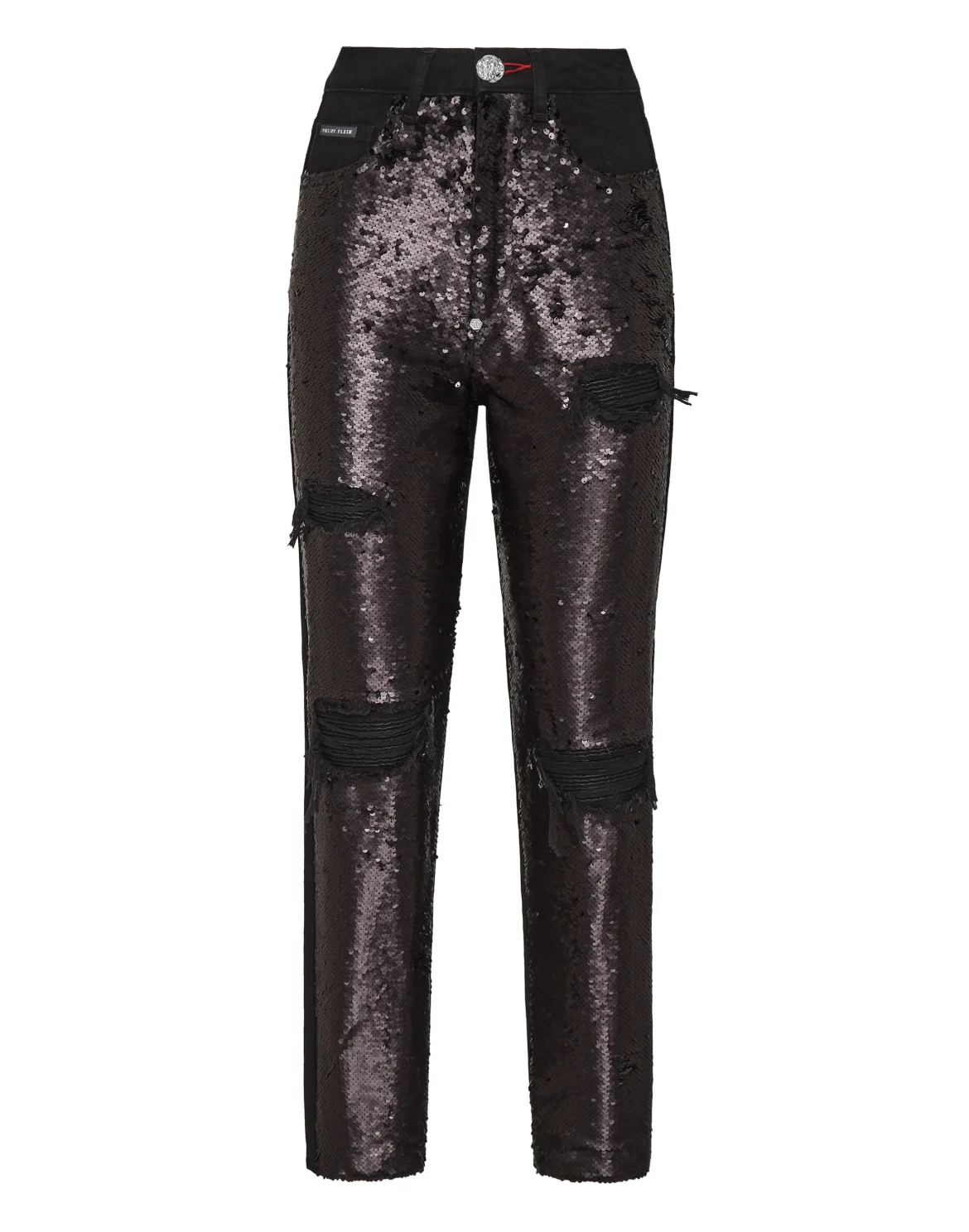 Denim Trousers Boyfriend Paillettes, цвет: Черный