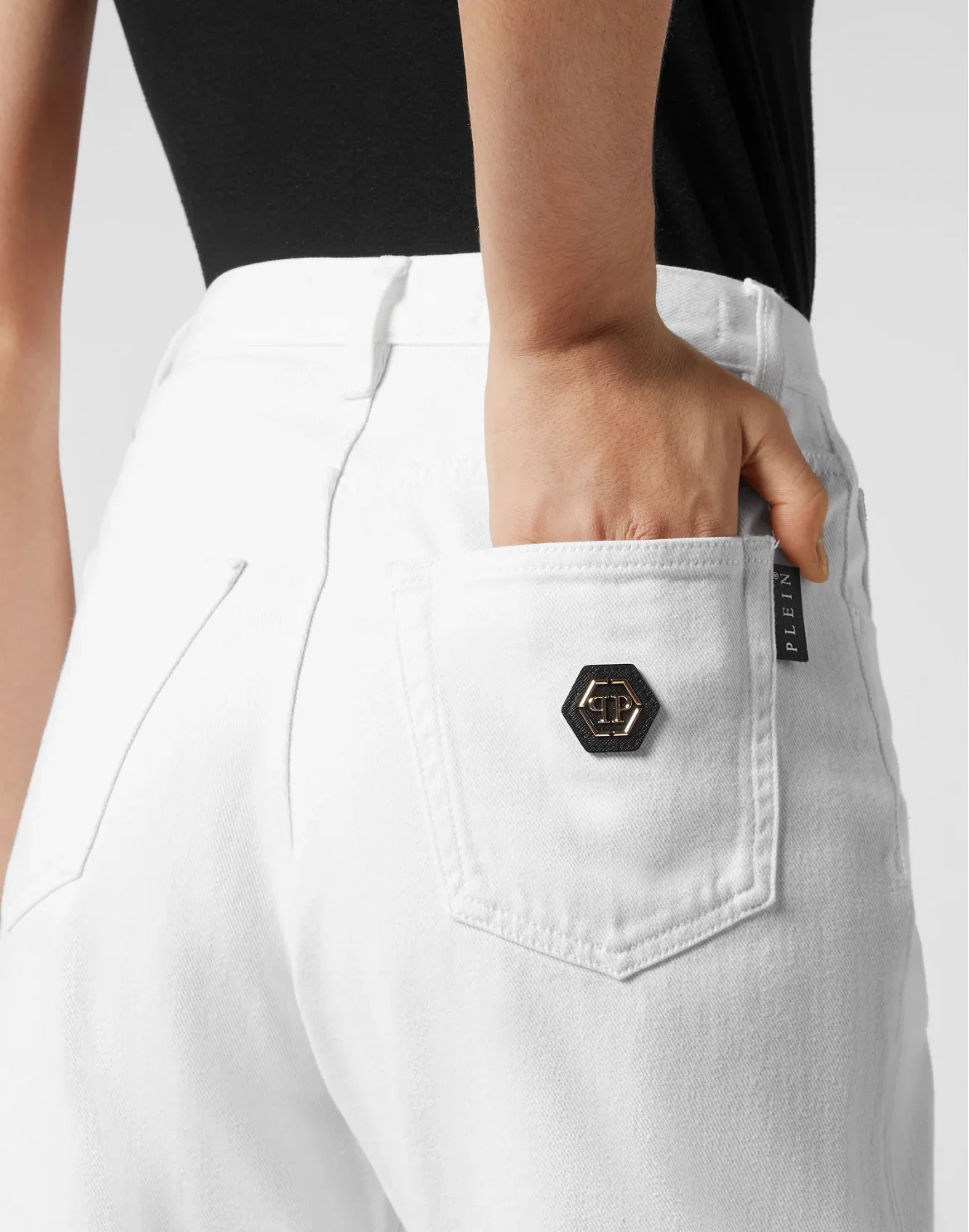 Denim Trousers Mom fit Hexagon, цвет: Белый
