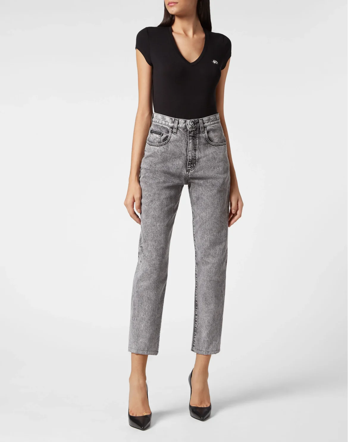 Denim Trousers Mom fit, цвет: Серый