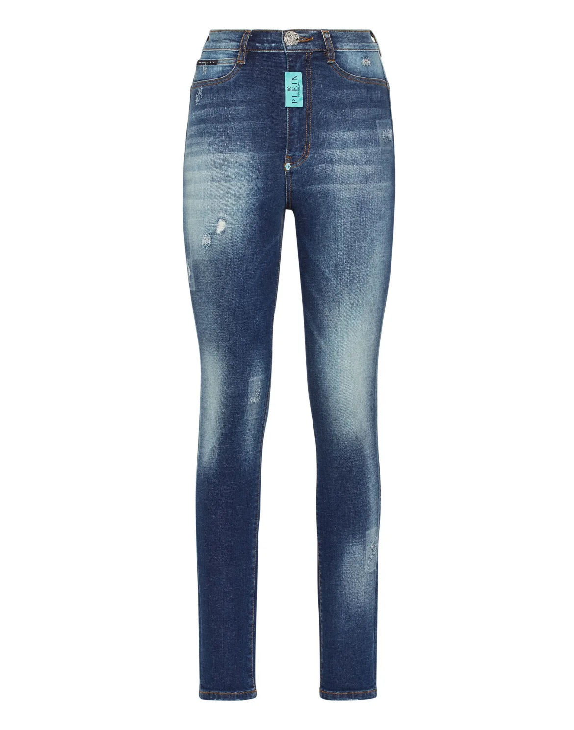 Denim Super High Waist Jeggings, цвет: Синий