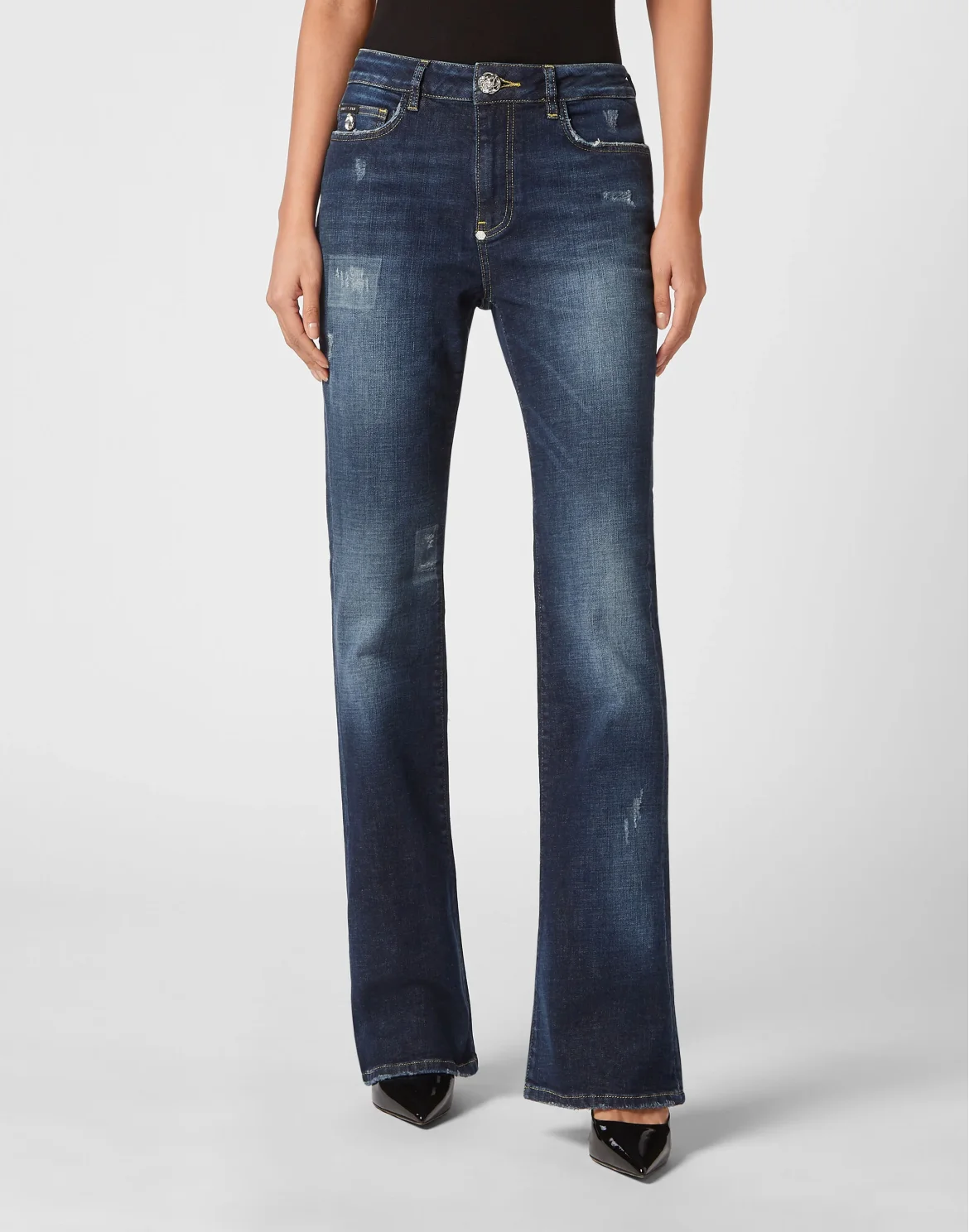 Denim Trousers Flare fit Skull&Bones, цвет: Синий