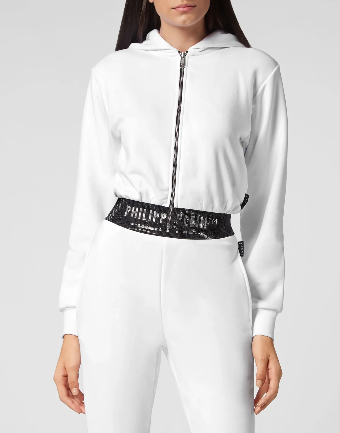 Cropped Hoodie Sweatjacket Stones, цвет: Белый