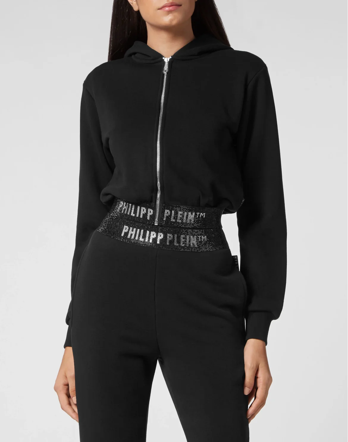 Cropped Hoodie Sweatjacket Stones, цвет: Черный