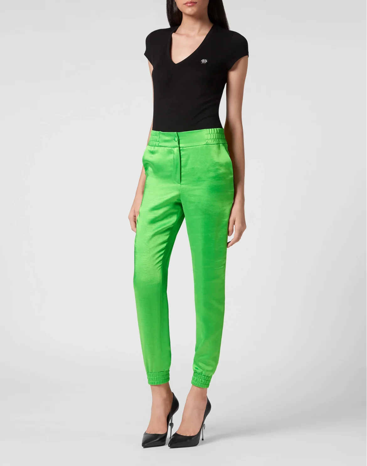 Satin Jogging Trousers, цвет: Зеленый