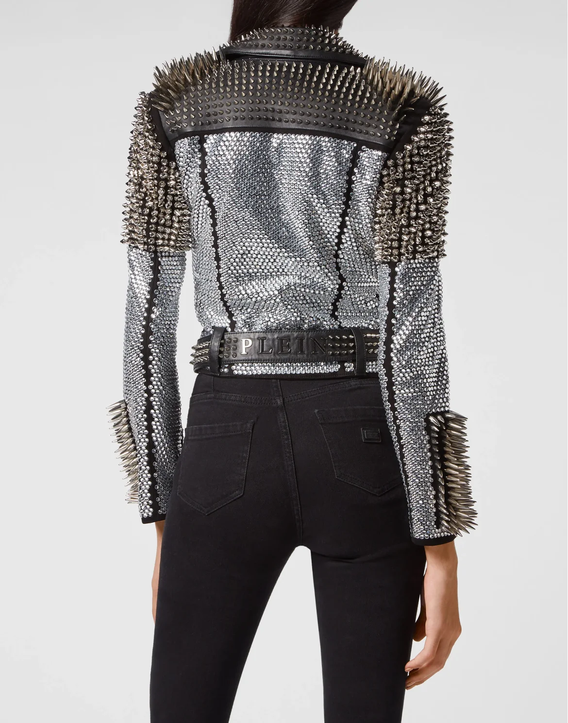 Leather Biker Jacket Studs, цвет: Черный