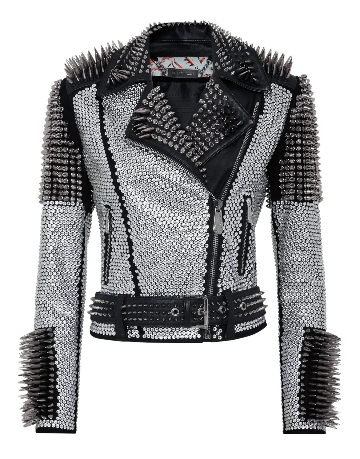 Leather Biker Jacket Studs, цвет: Черный