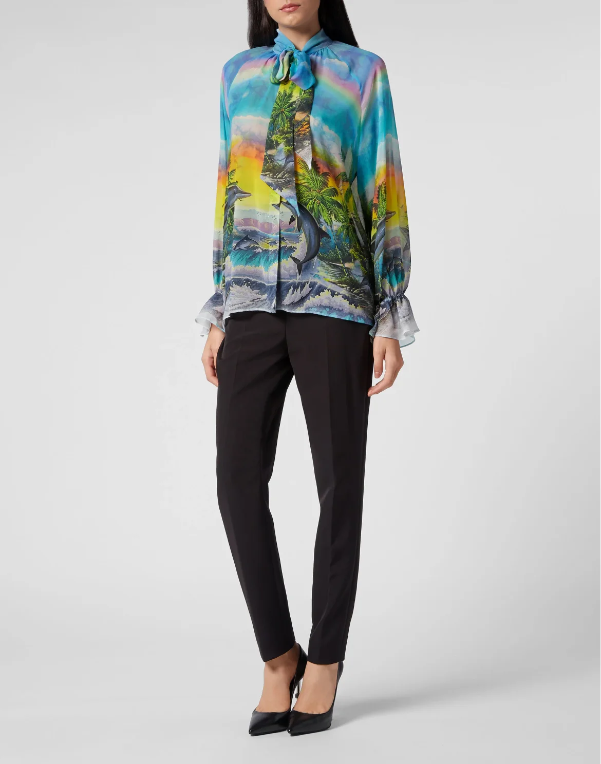 Silk Chiffon Shirt Hawaii, цвет: Бирюзовый