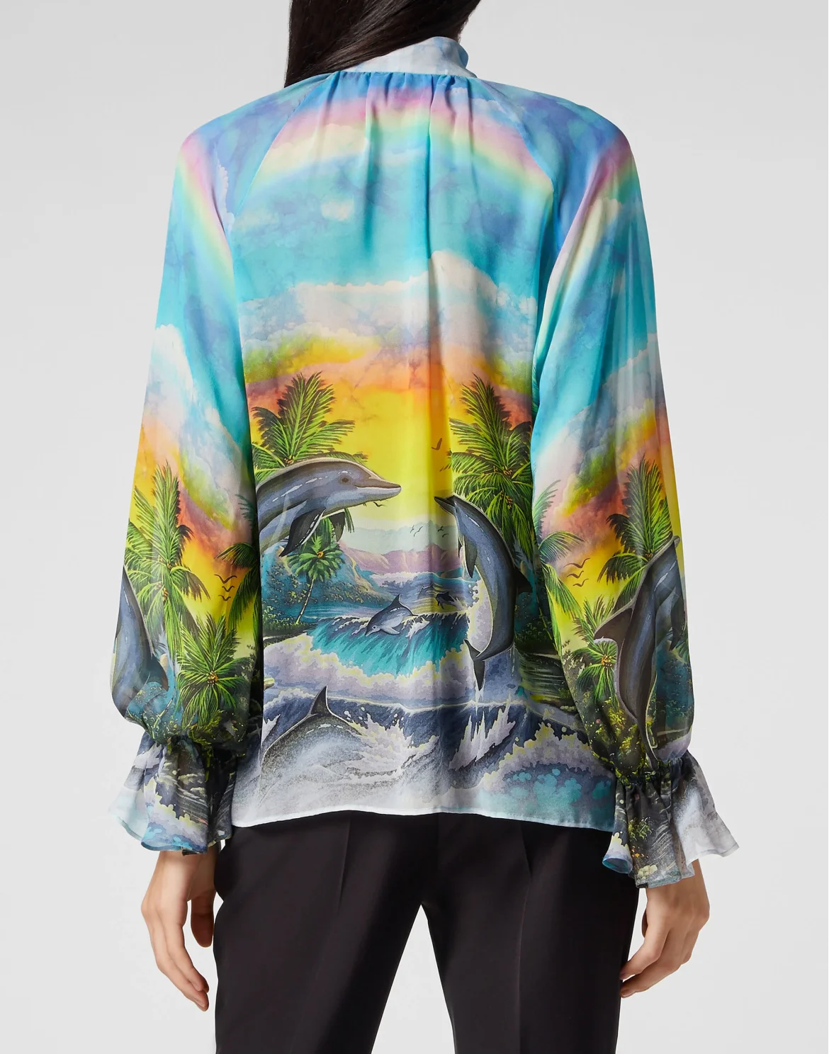 Silk Chiffon Shirt Hawaii, цвет: Бирюзовый