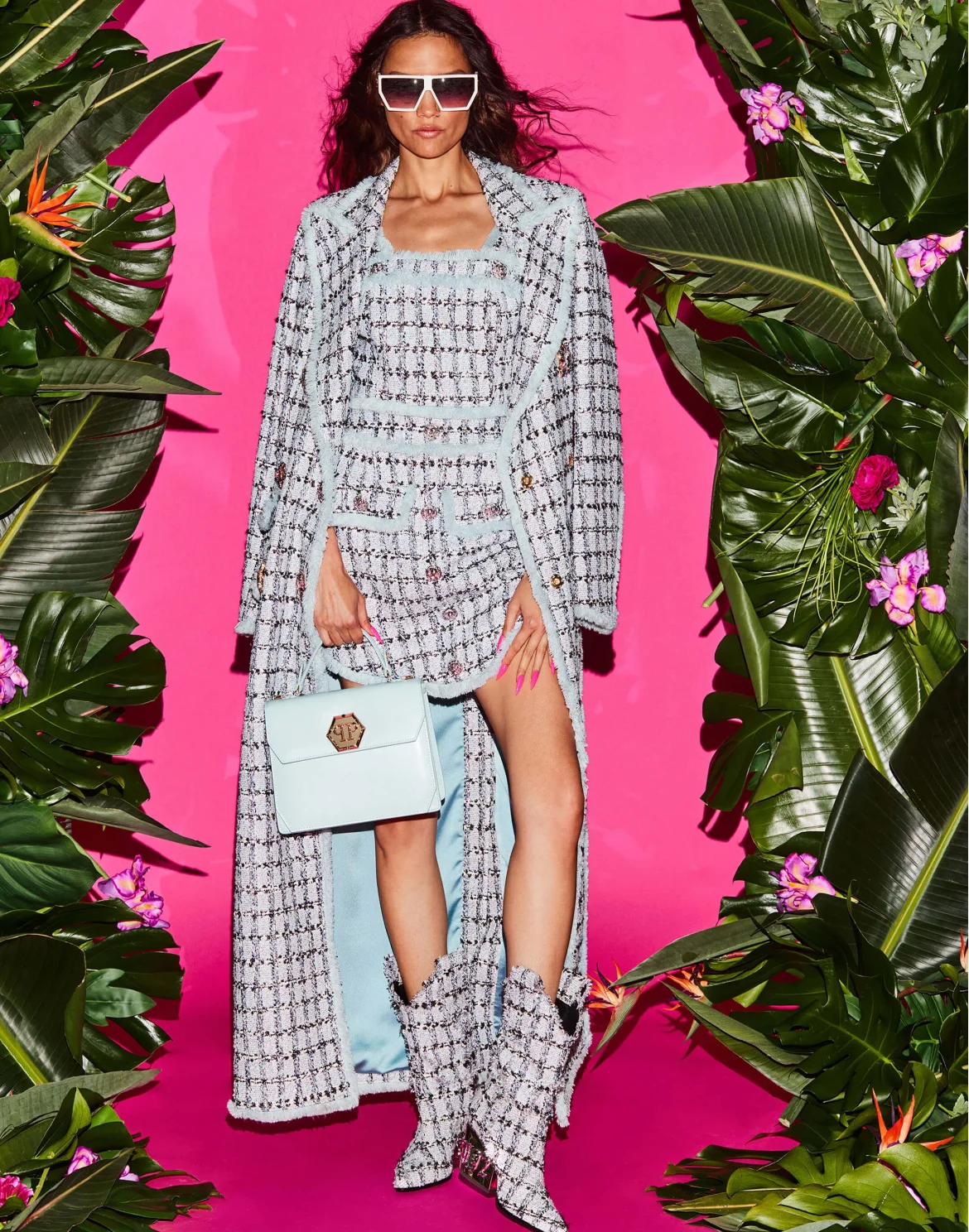 Tweed Mini Skirt, цвет: Голубой
