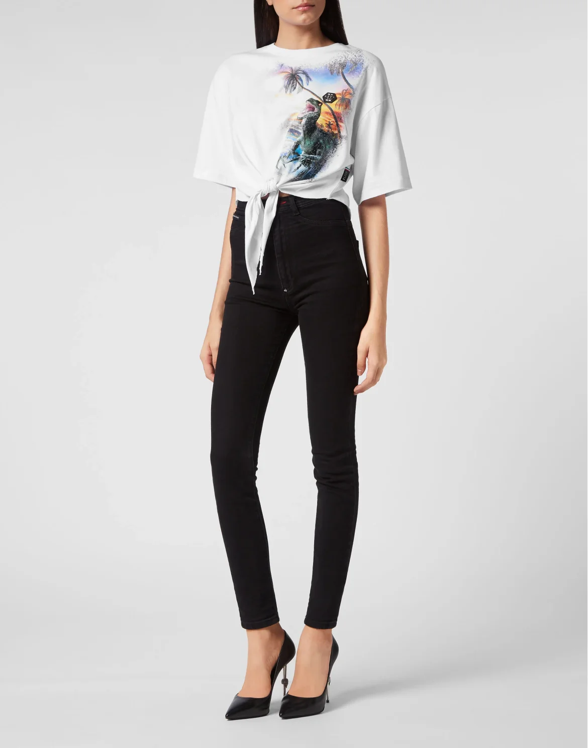 Cropped T-shirt Round Neck Hawaii, цвет: Белый