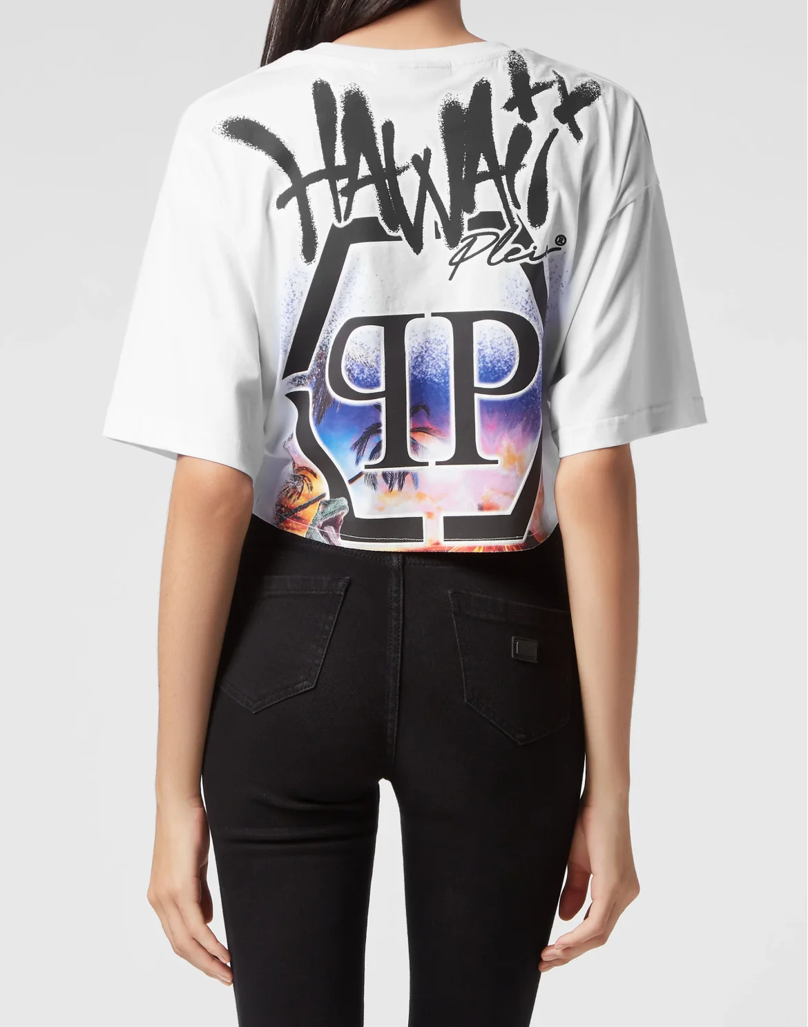 Cropped T-shirt Round Neck Hawaii, цвет: Белый