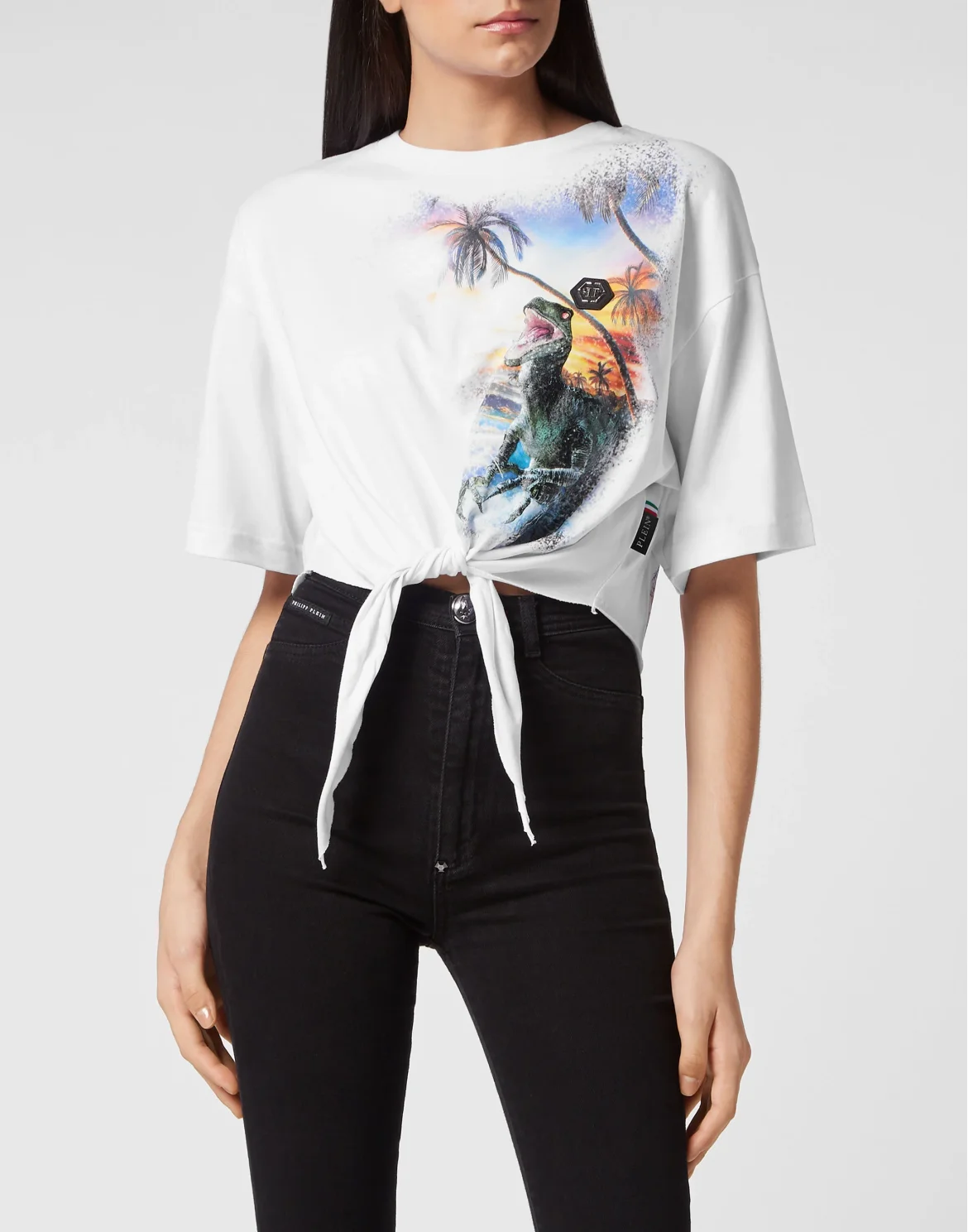 Cropped T-shirt Round Neck Hawaii, цвет: Белый
