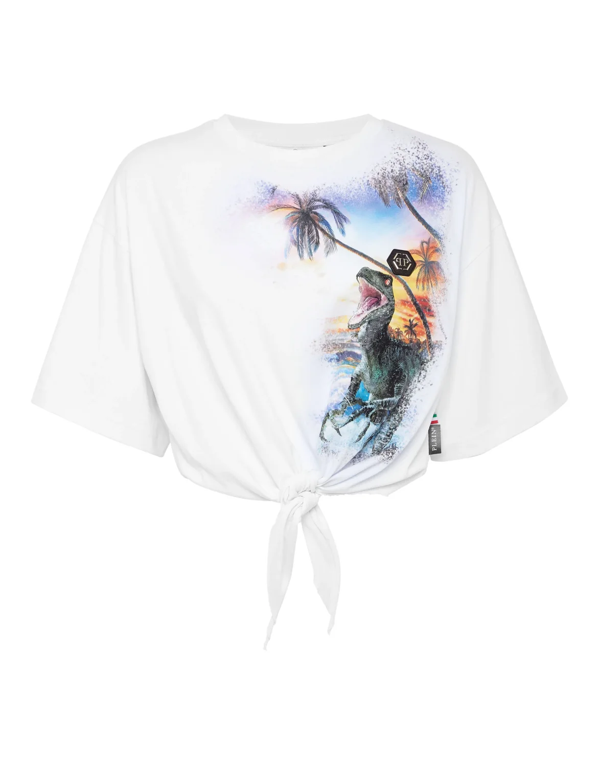 Cropped T-shirt Round Neck Hawaii, цвет: Белый