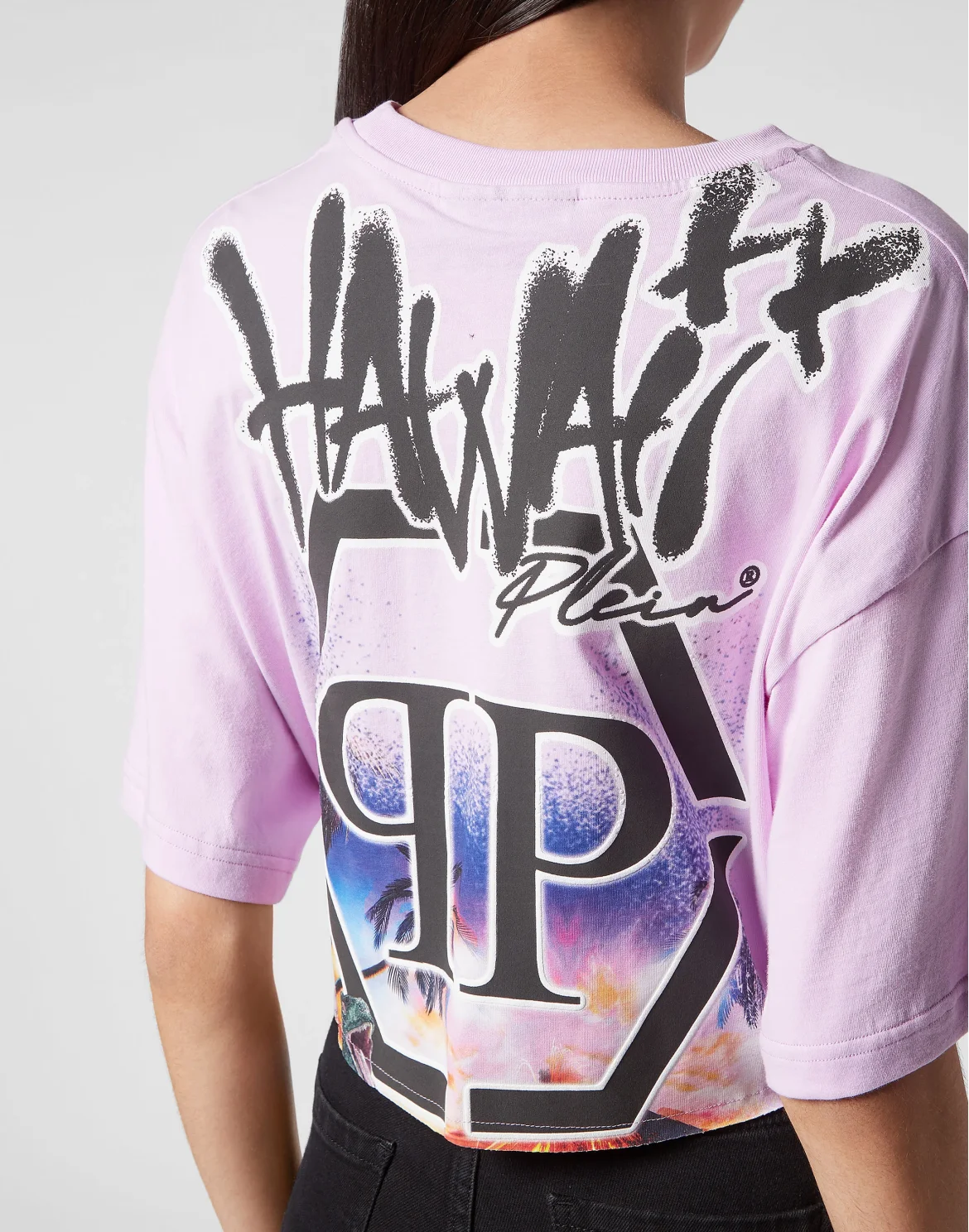 Cropped T-shirt Round Neck Hawaii, цвет: Розовый