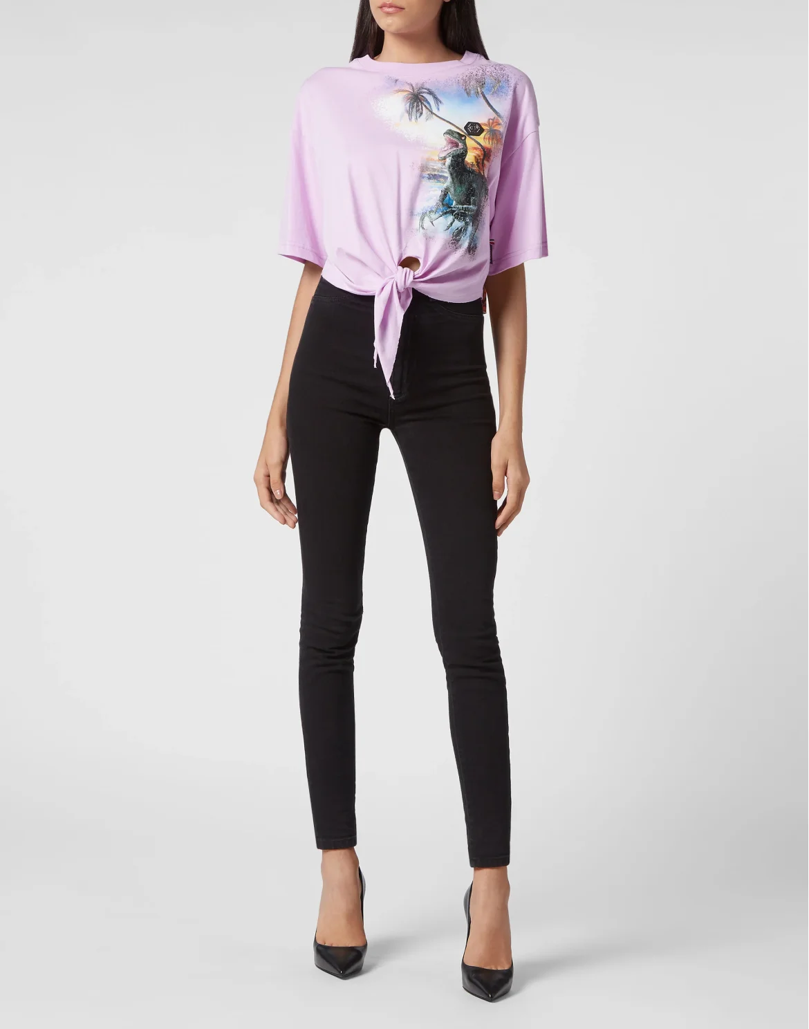 Cropped T-shirt Round Neck Hawaii, цвет: Розовый