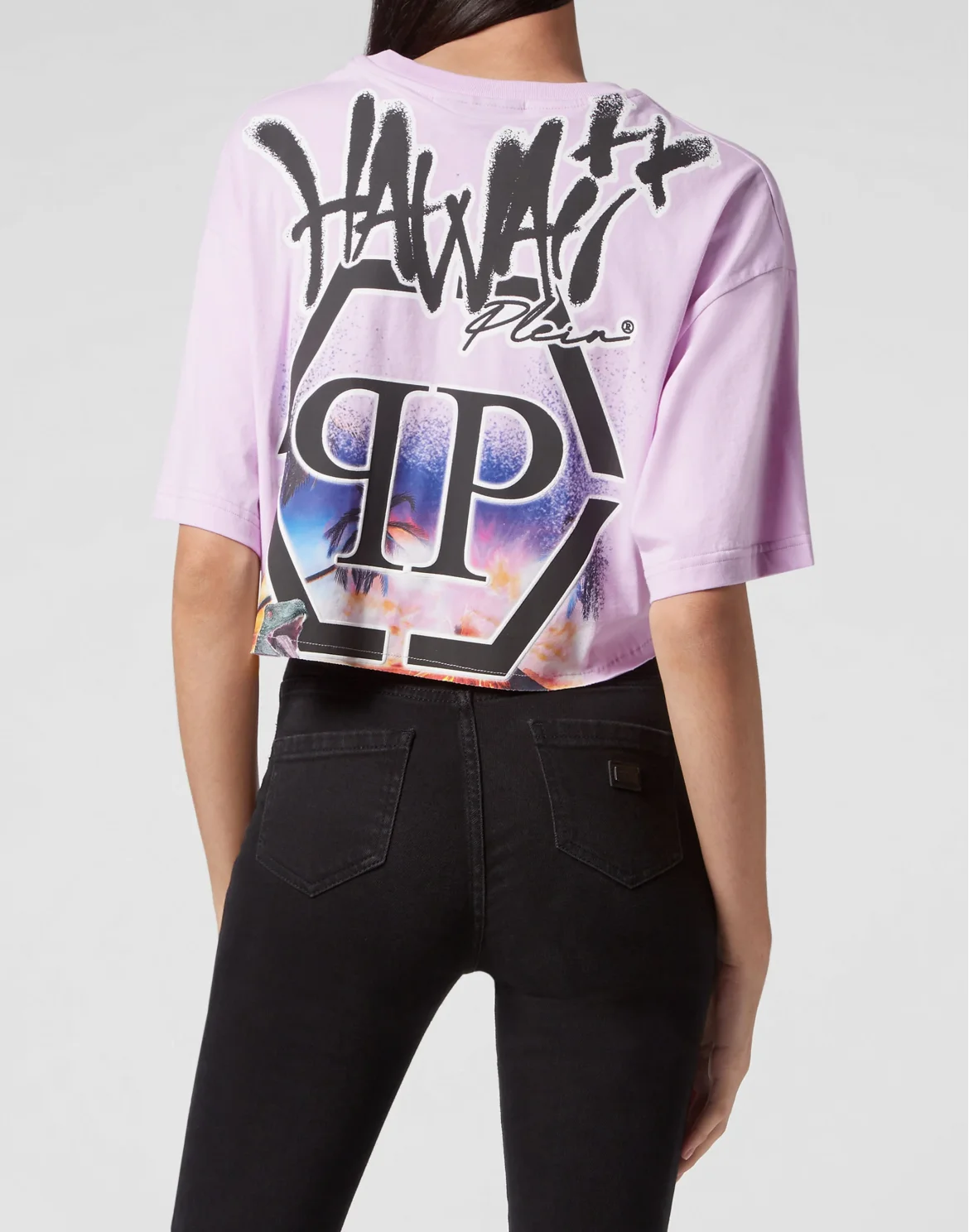 Cropped T-shirt Round Neck Hawaii, цвет: Розовый