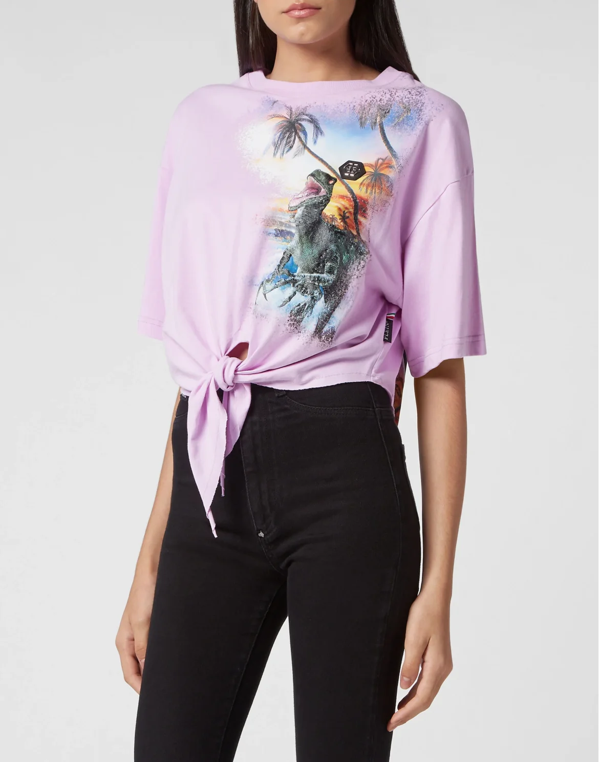 Cropped T-shirt Round Neck Hawaii, цвет: Розовый