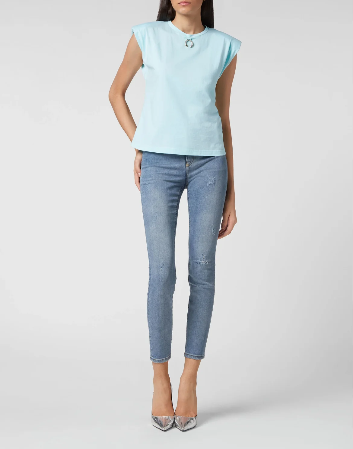 Shoulder Pads Tank Top Basic, цвет: Голубой