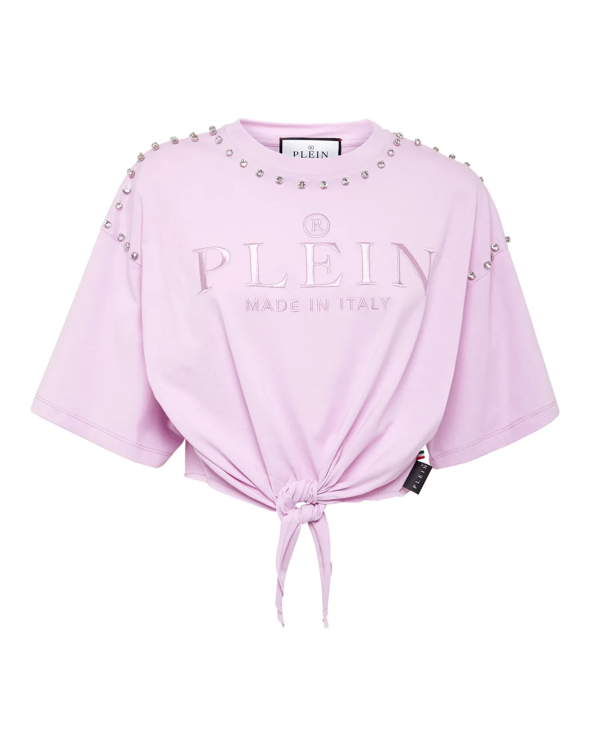 Cropped T-shirt With Tie Detail Iconic Plein, цвет: Розовый