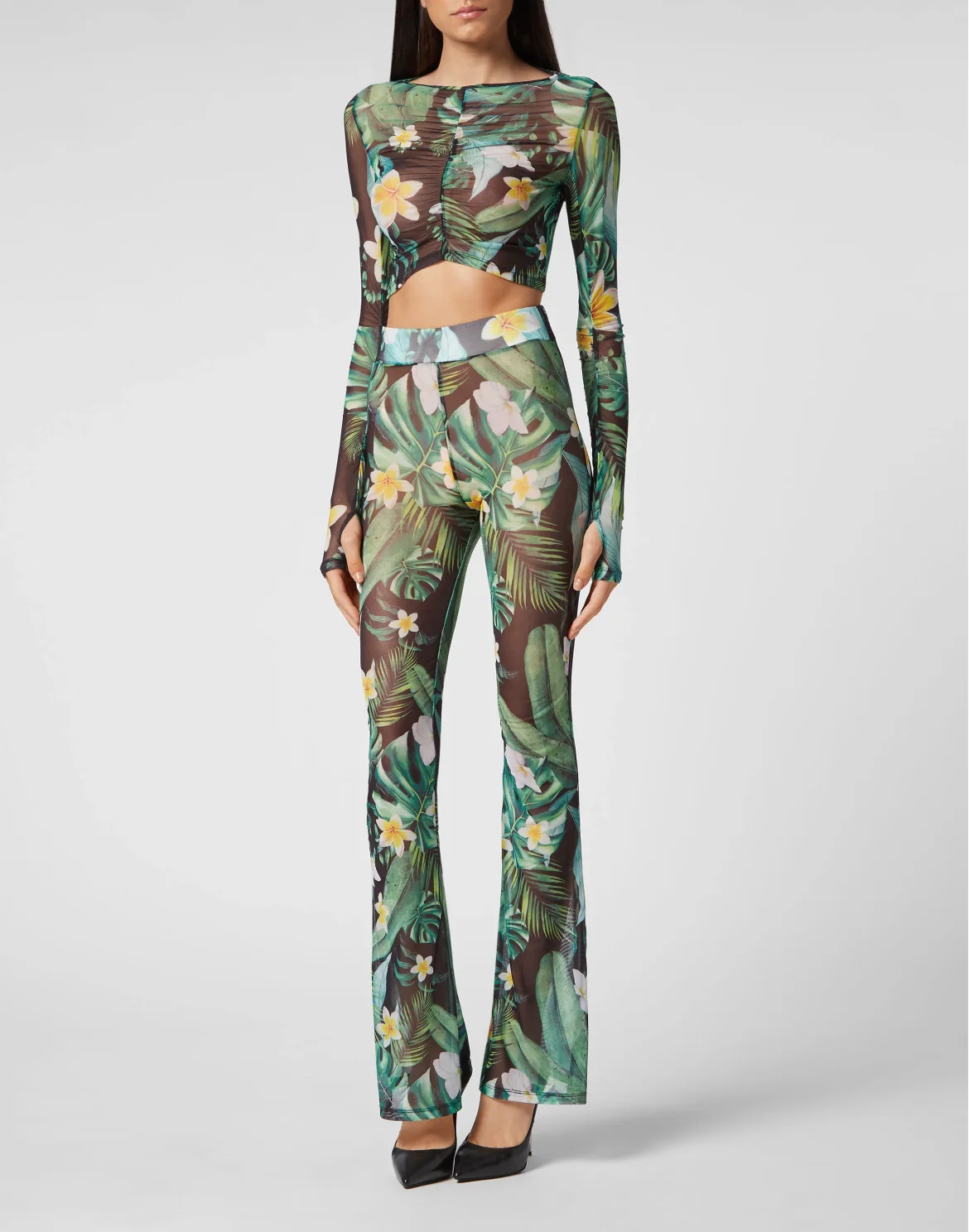 Cropped T-shirt LS Hawaii, цвет: Зеленый