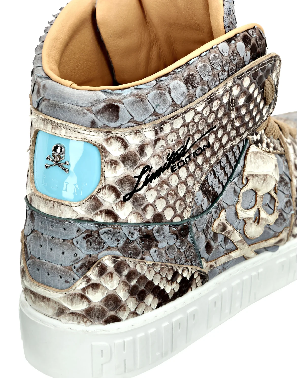 Python Hi-Top Sneakers Skull and Plein, цвет: Голубой