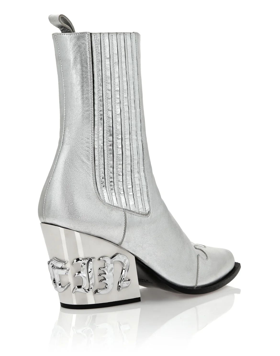 Boots Mid Flat Gothic Plein, цвет: Серебристый
