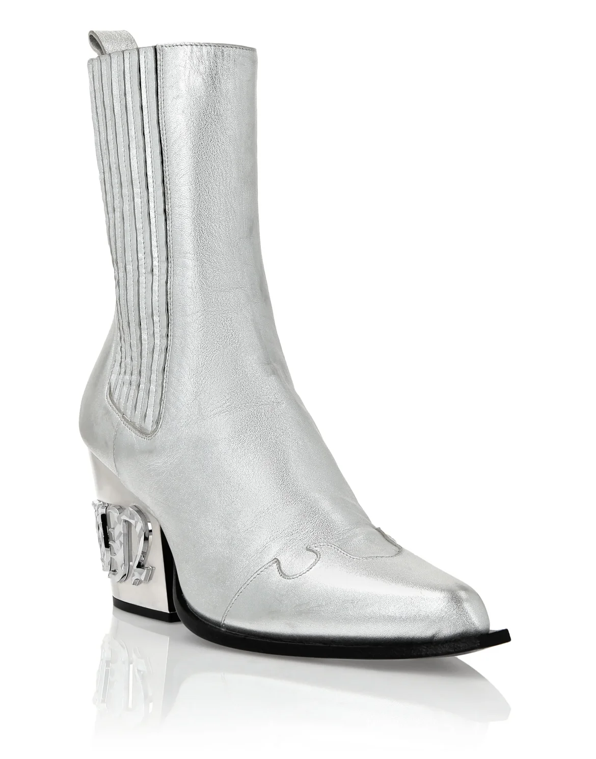 Boots Mid Flat Gothic Plein, цвет: Серебристый