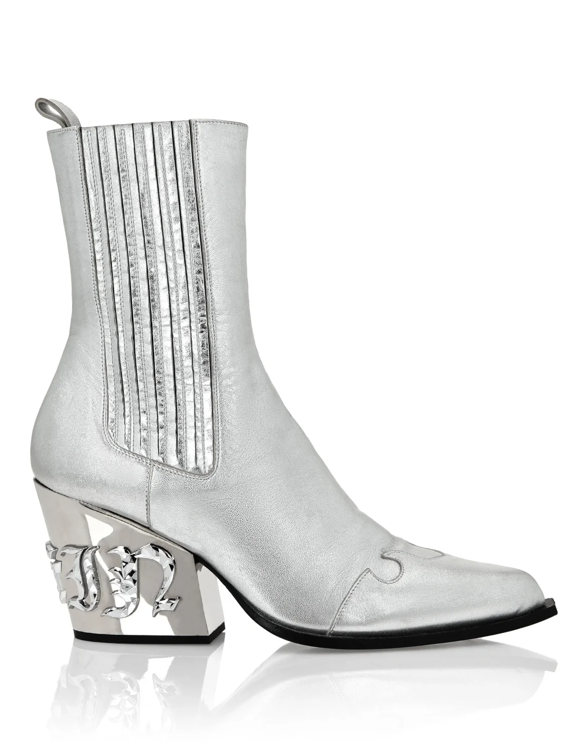 Boots Mid Flat Gothic Plein, цвет: Серебристый