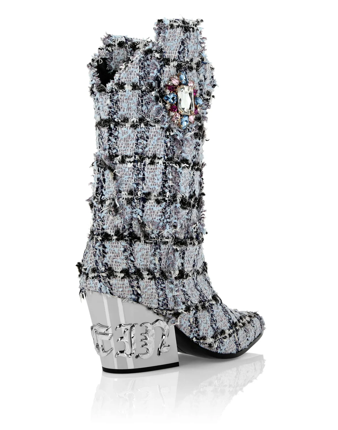 Cowboy Boots Mid Flat Gothic Plein, цвет: Голубой