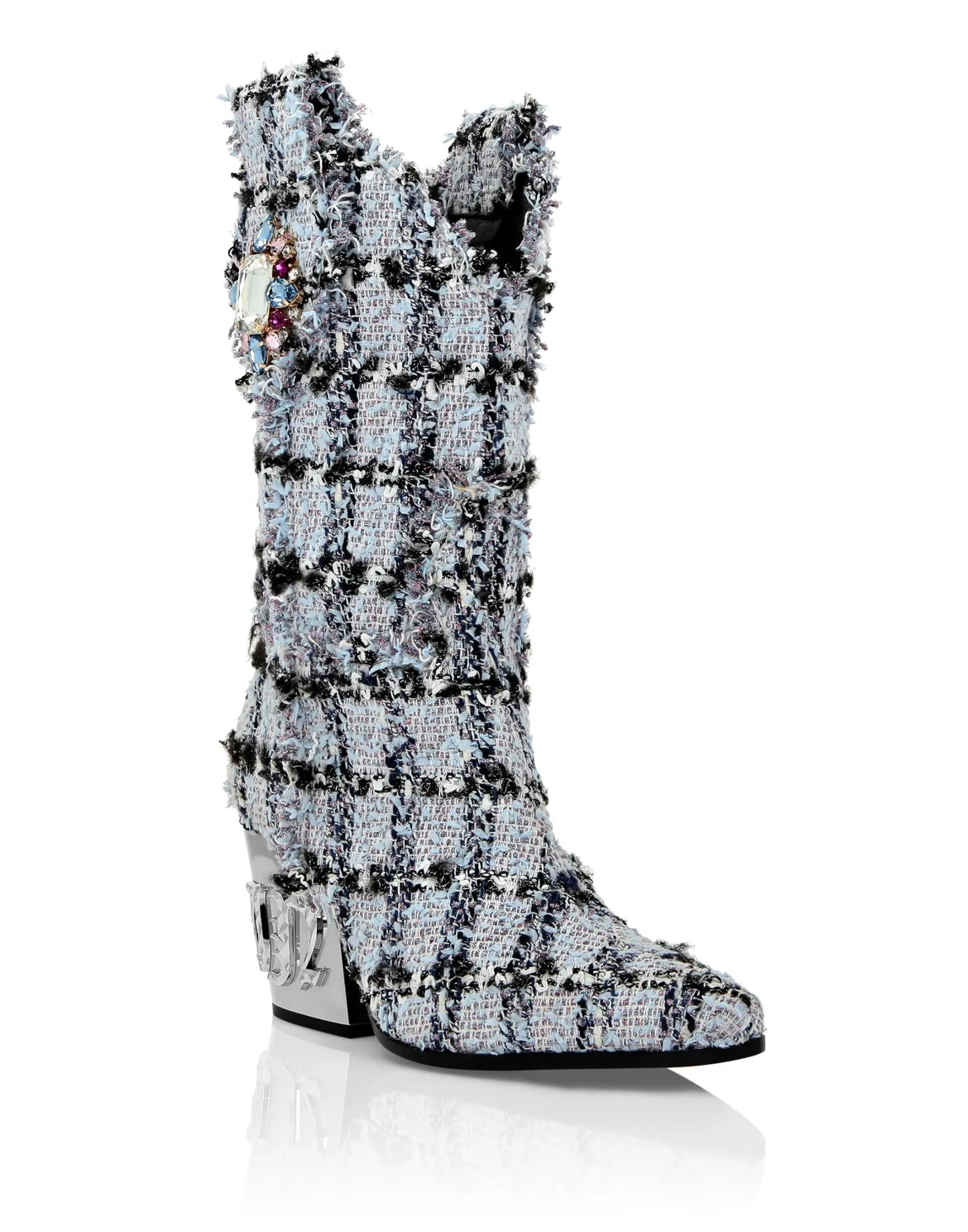 Cowboy Boots Mid Flat Gothic Plein, цвет: Голубой