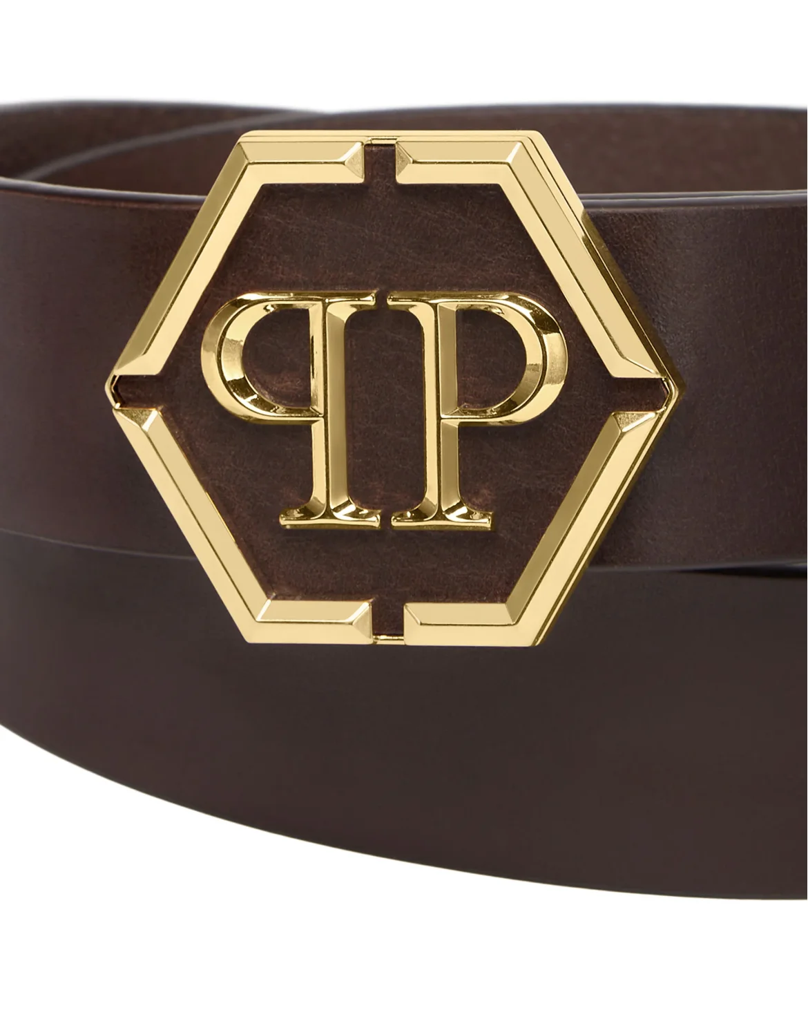Leather Belt Hexagon, цвет: Коричневый