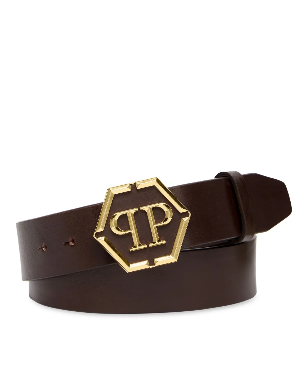 Leather Belt Hexagon, цвет: Коричневый