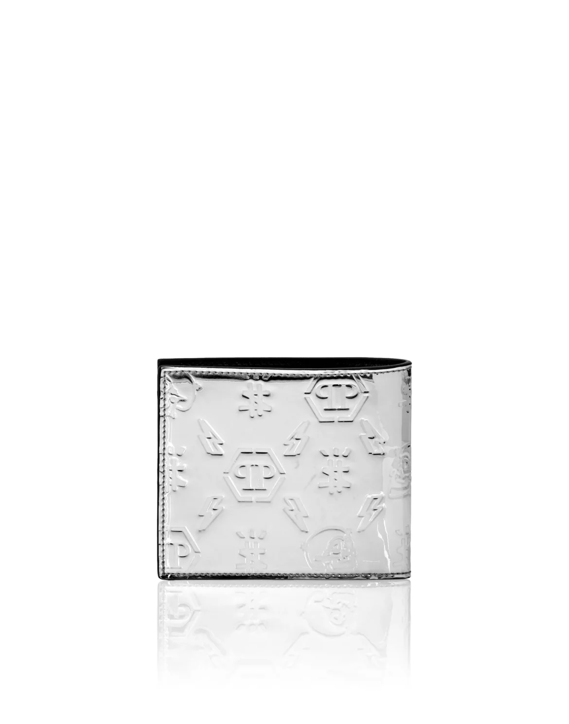 Mirror Leather French Wallet Monogram, цвет: Серебристый