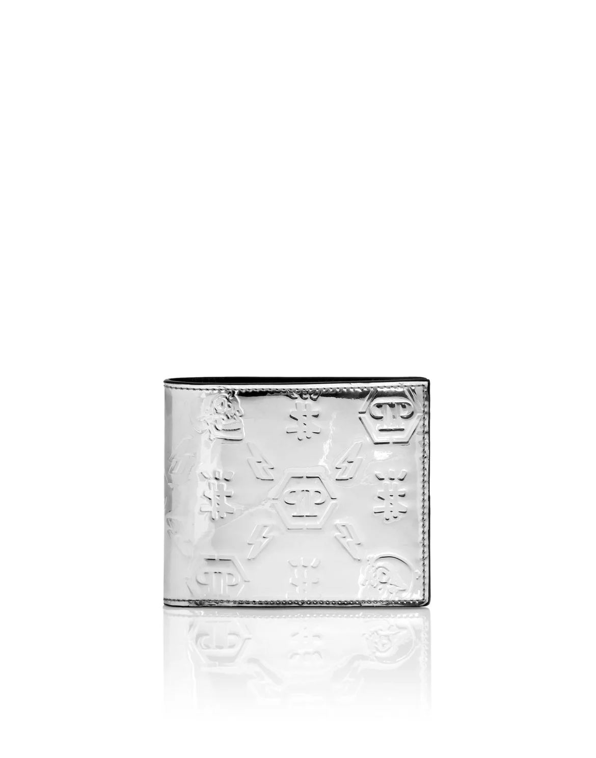 Mirror Leather French Wallet Monogram, цвет: Серебристый
