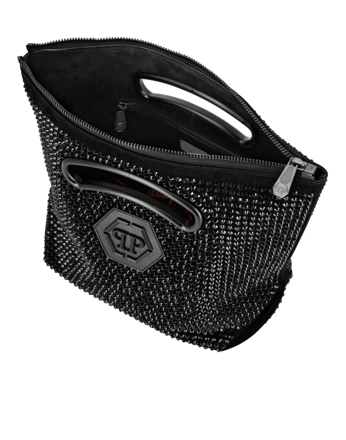 Medium Suede Shoulder Bag Crystal, цвет: Черный