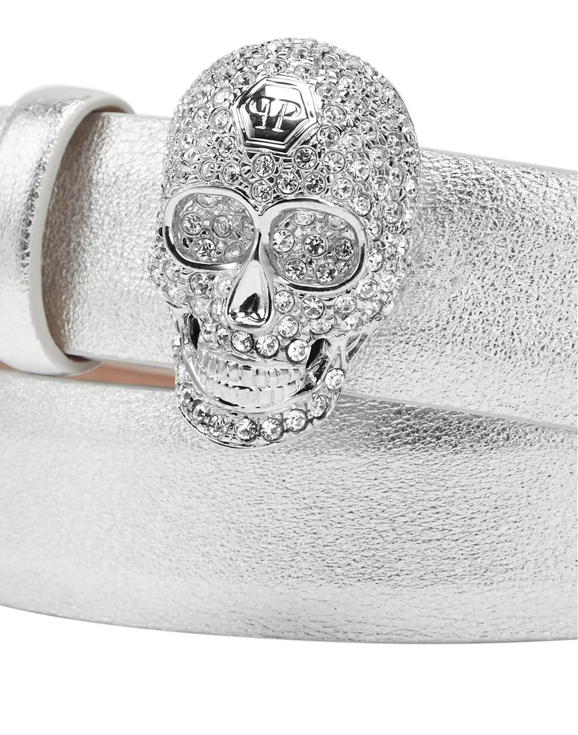 Leather Glitter Belt Skull, цвет: Белый