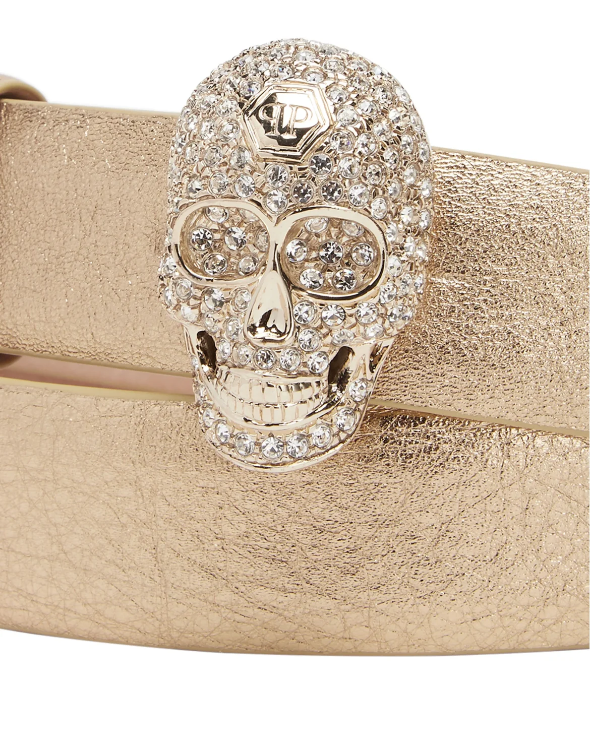 Leather Glitter Belt Skull, цвет: Золотой