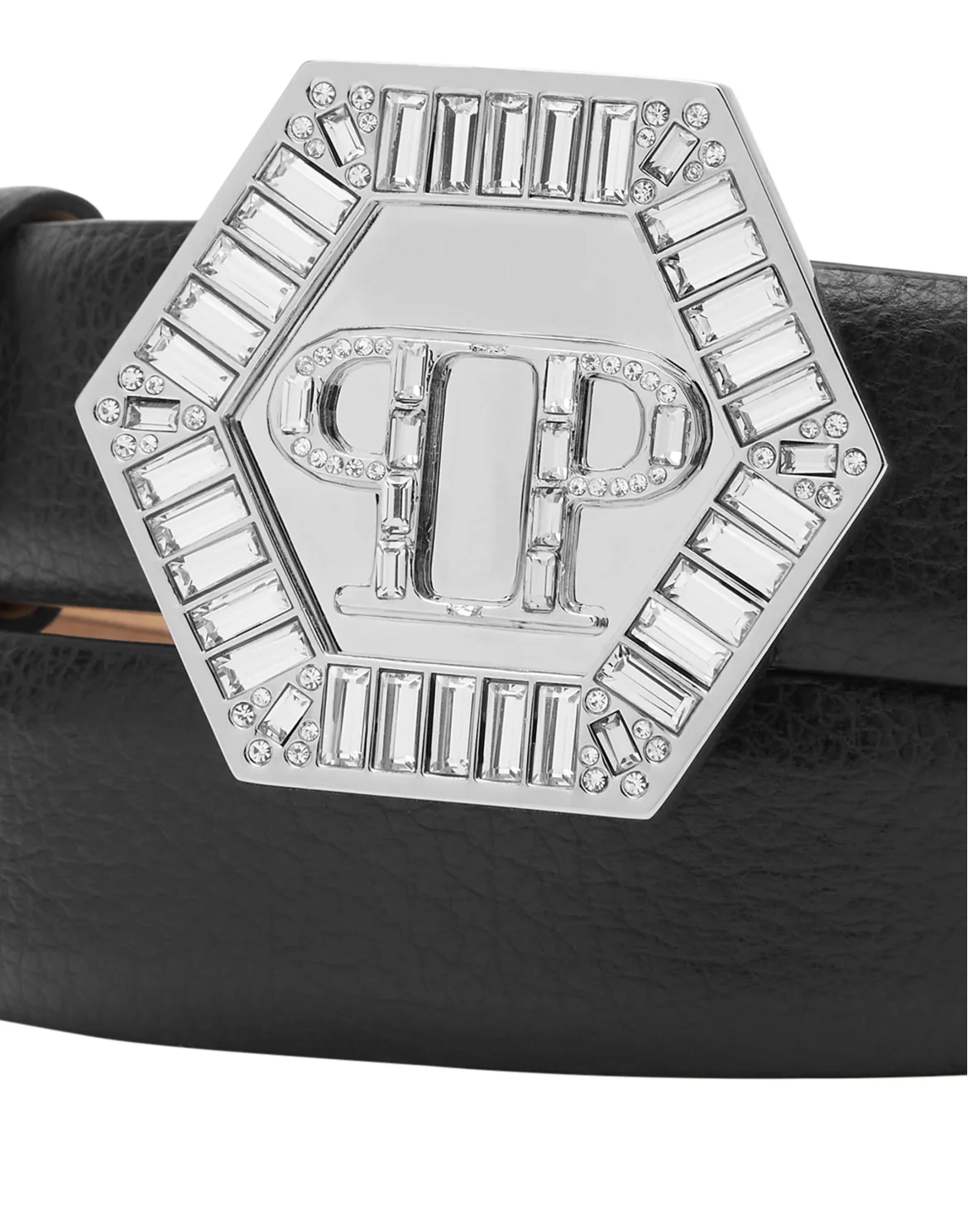 Leather Glitter Belt Hexagon, цвет: Черный