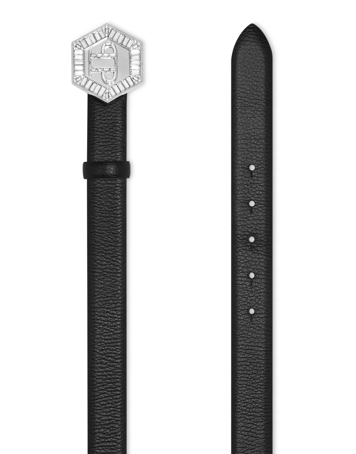 Leather Glitter Belt Hexagon, цвет: Черный