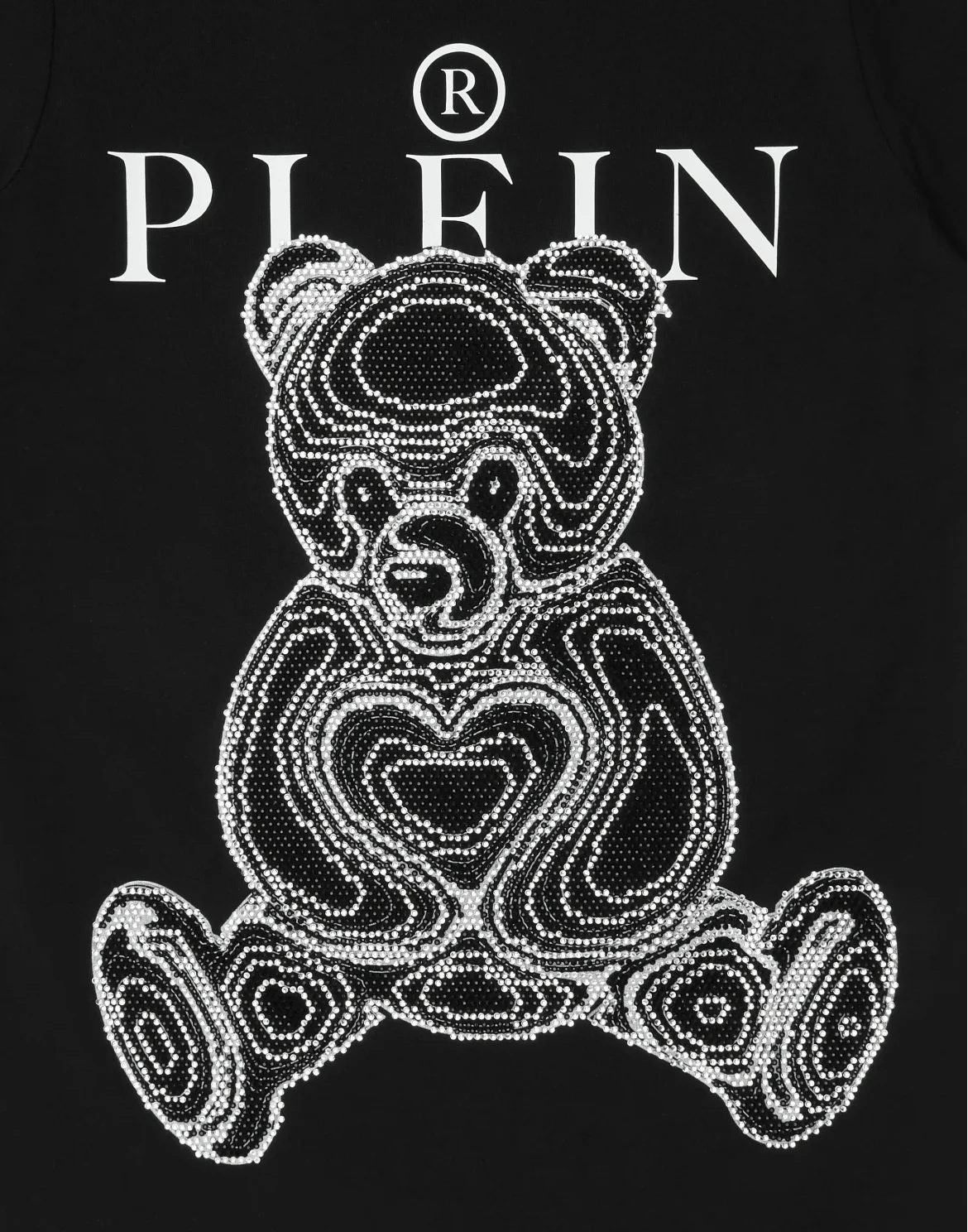 T-shirt Round Neck SS with Crystals Teddy Bear, цвет: Черный