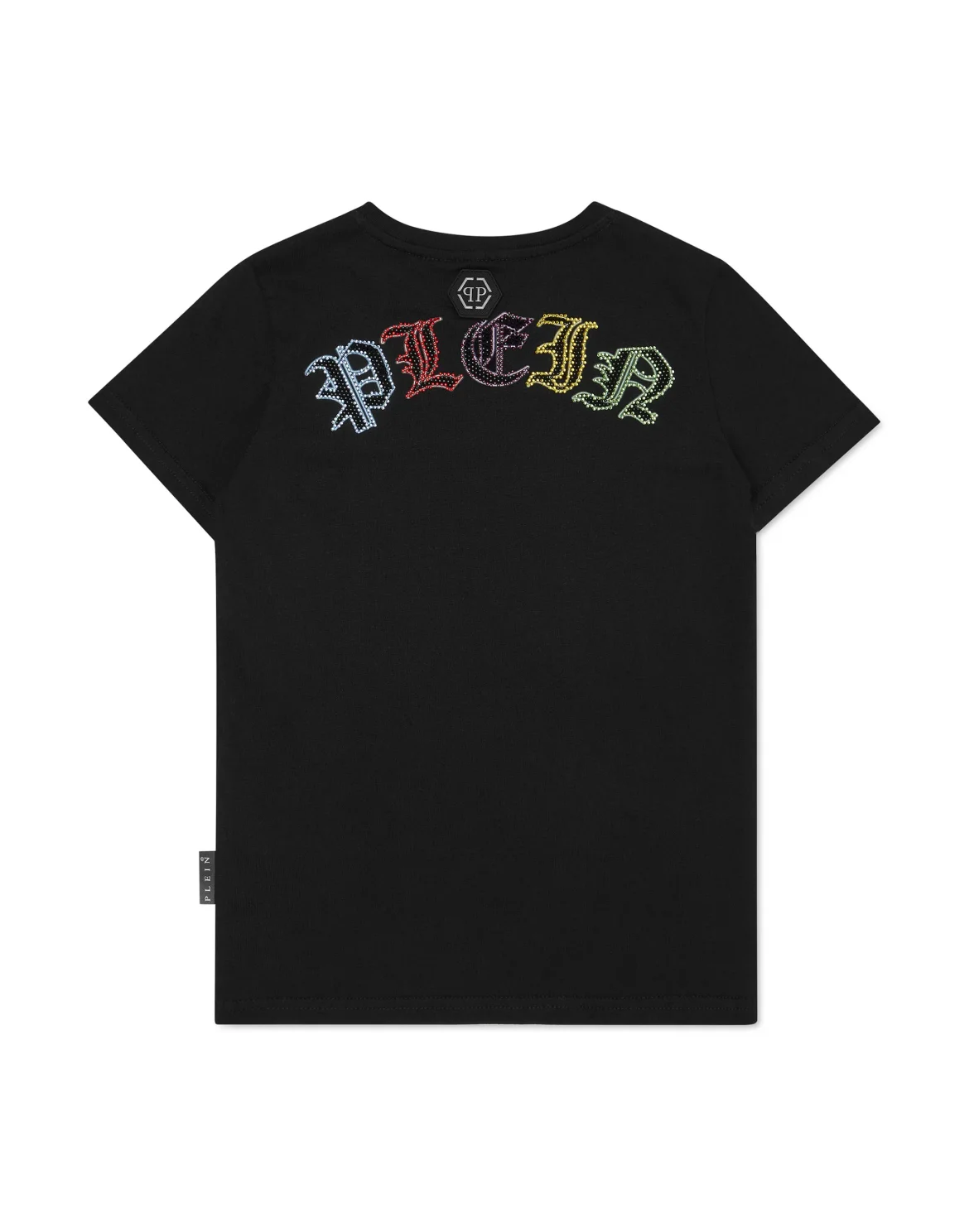 Embroidered T-shirt Round Neck SS with Crystals Skull, цвет: Черный