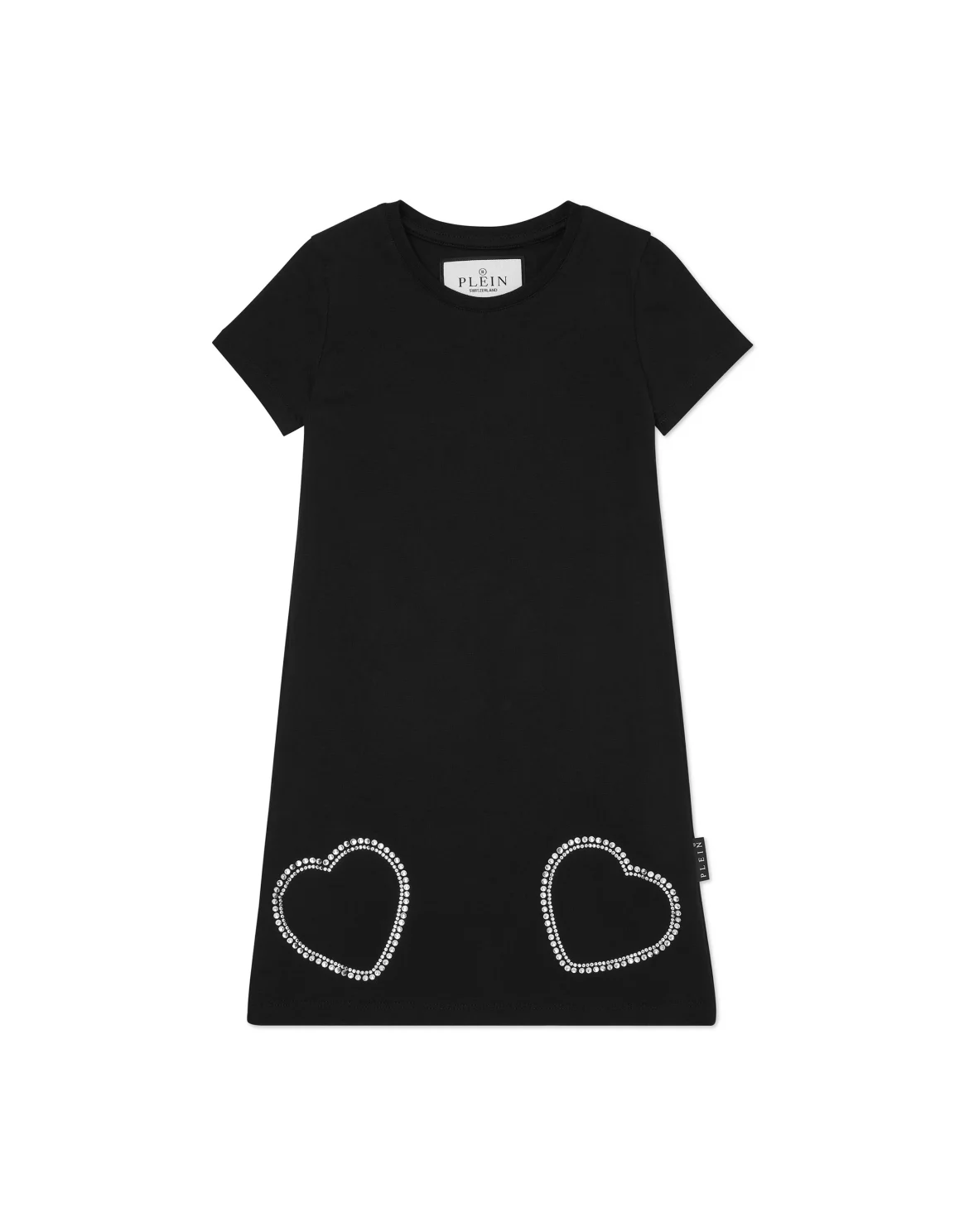 Padded Shoulder T-Shirt Short Dress Heart, цвет: Черный