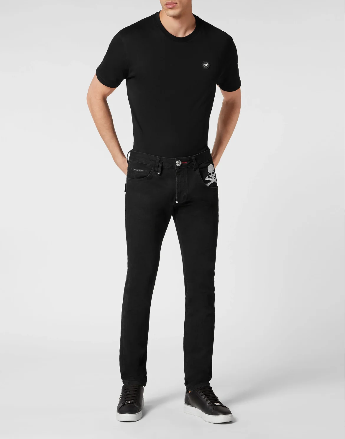 Denim Trousers Super Straight Cut Skull&Bones, цвет: Черный