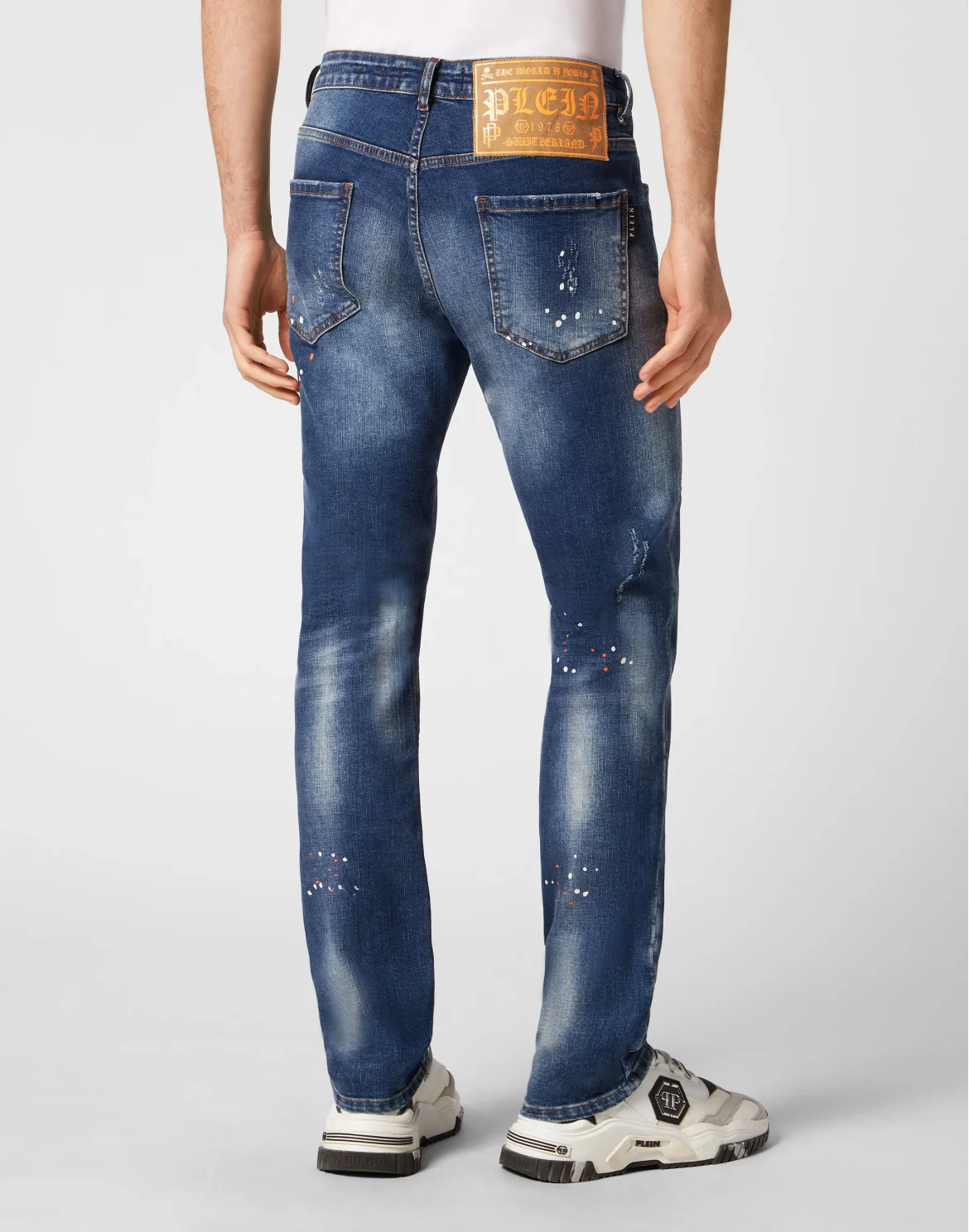 Denim Trousers Super Straight Cut Skull&Bones, цвет: Оранжевый