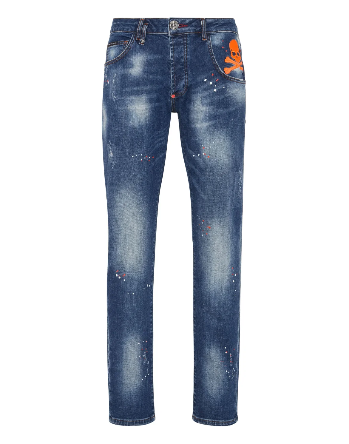Denim Trousers Super Straight Cut Skull&Bones, цвет: Оранжевый
